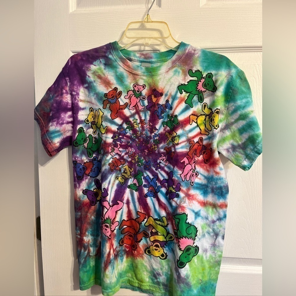 Grateful Dead T Shirt Medium Spiral Dancing Bears Tie Dye Rainbow